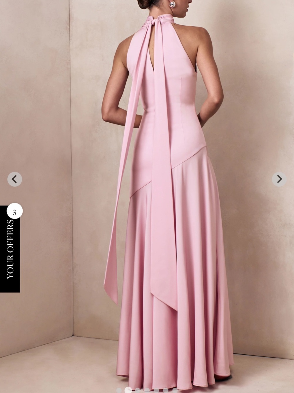 One-Shoulder Pink Halter Maxi Dress with Back Tie